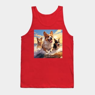 Three Happy Corgis Tank Top